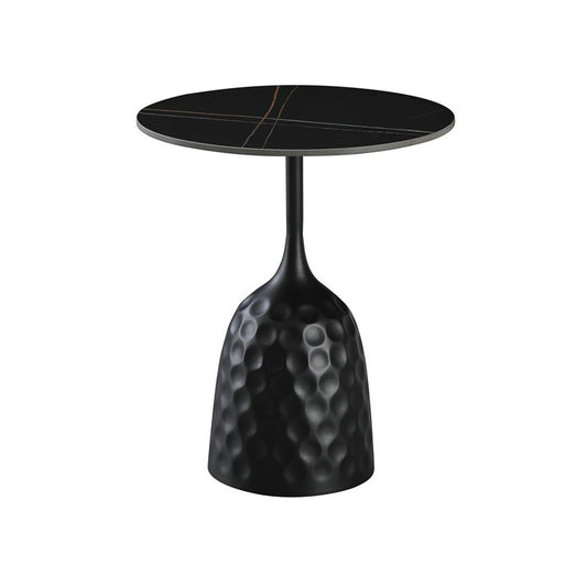 Mesa CAVEZZO, baja, negra, tapa cerámica mármol negro, 50 cms de diámetro