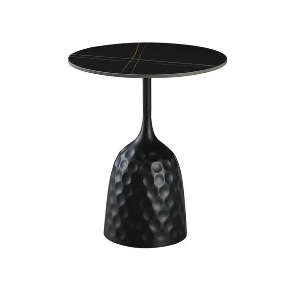 Mesa CAVEZZO, baja, negra, tapa cerámica mármol negro, 50 cms de diámetro Twin Hogar®