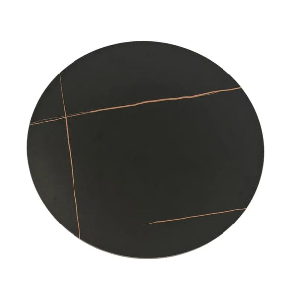 Mesa CAVEZZO, baja, negra, tapa cerámica mármol negro, 50 cms de diámetro Twin Hogar®