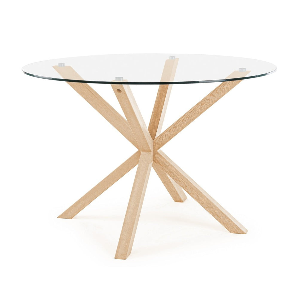 Mesa Maya cristal pata madera