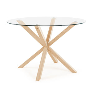 Mesa Maya cristal pata madera