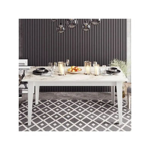 Mesa de comedor SIENA, biIaminado mármol blanco, 180 x 90 cms. Twin Hogar®