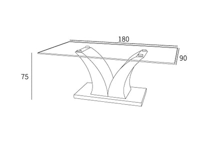 Mesa de comedor Master con tapa en cristal templado