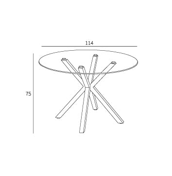 Mesa de comedor Maya redonda con tapa en cristal templado