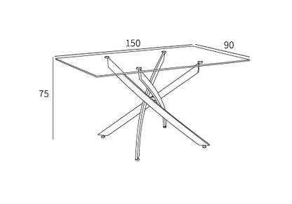 Mesa de comedor Melody con tapa en cristal templado