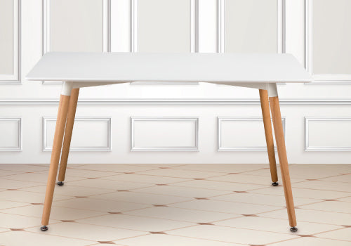 Mesa de comedor Nordic rectangular con tapa en MDF lacada en blanco