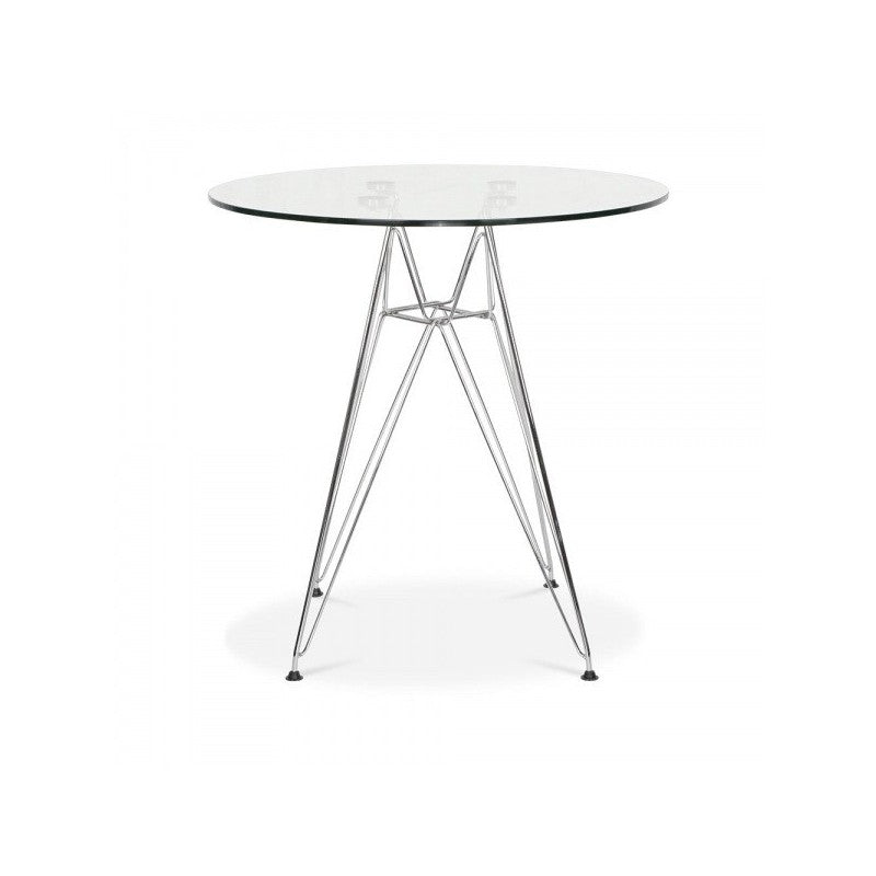 Mesa STAR, cromada, cristal, 90 cms de diámetro