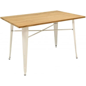 Mesa cocina TOL, acero, blanca, madera, 120x80 cms Twin Hogar®