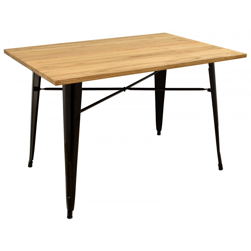 Mesa cocina TOL, acero, negra, madera, 160x80 cms