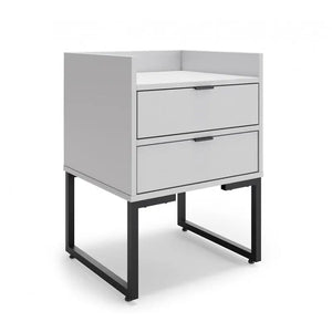 Mesita de noche TOKYO, multiusos, metal negro, 2 cajones, MDP blanco Twin Hogar®
