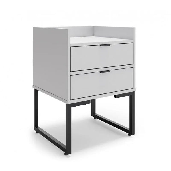 Mesita de noche TOKYO, multiusos, metal negro, 2 cajones, MDP blanco Twin Hogar®