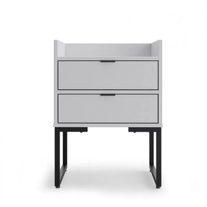 Mesita de noche TOKYO, multiusos, metal negro, 2 cajones, MDP blanco Twin Hogar®