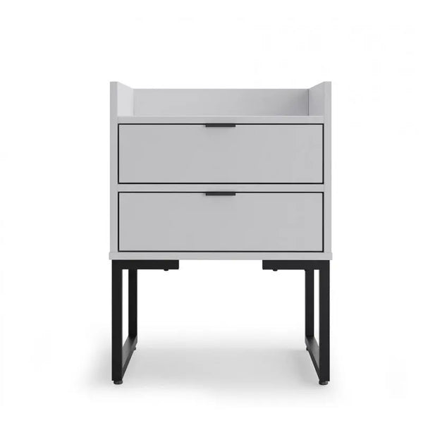 Mesita de noche TOKYO, multiusos, metal negro, 2 cajones, MDP blanco Twin Hogar®