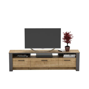 Mueble de TV PHILIPPA, biIaminado roble con gris oscuro, 180 cms. Twin Hogar®
