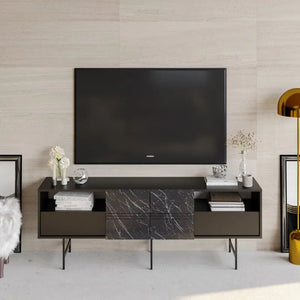 Mueble de TV SIMON, biIaminado mármol negro, 180 cms. Twin Hogar®