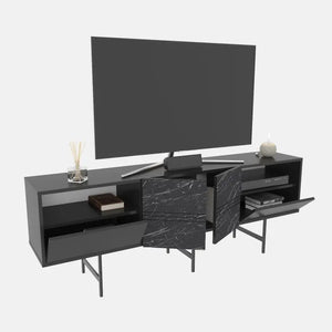 Mueble de TV SIMON, biIaminado mármol negro, 180 cms. Twin Hogar®