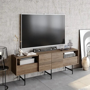 Mueble de TV SIMON, biIaminado nogal, 180 cms. Twin Hogar®
