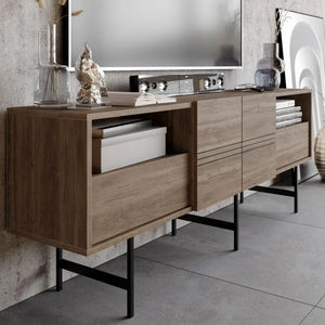 Mueble de TV SIMON, biIaminado nogal, 180 cms. Twin Hogar®