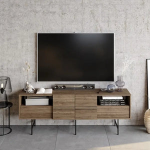 Mueble de TV SIMON, biIaminado nogal, 180 cms. Twin Hogar®