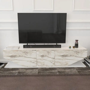 Mueble de TV VIOLET, biIaminado mármol blanco, 180 cms. Twin Hogar®