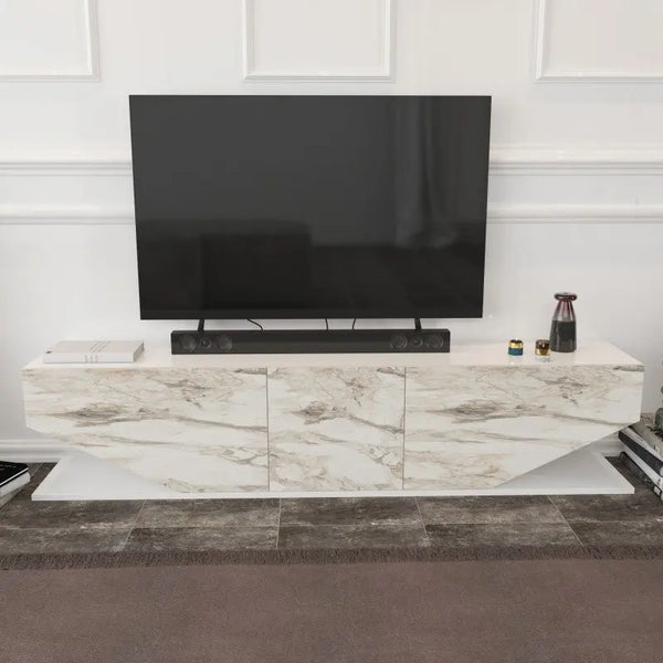 Mueble de TV VIOLET, biIaminado mármol blanco, 180 cms. Twin Hogar®
