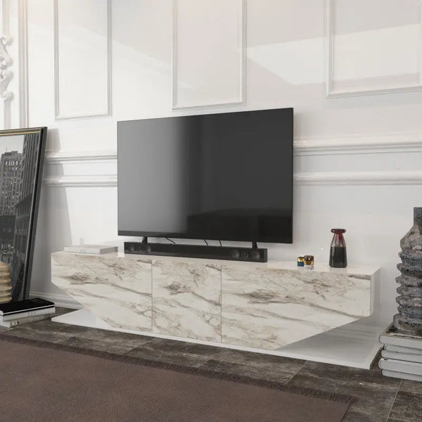 Mueble de TV VIOLET, biIaminado mármol blanco, 180 cms. Twin Hogar®