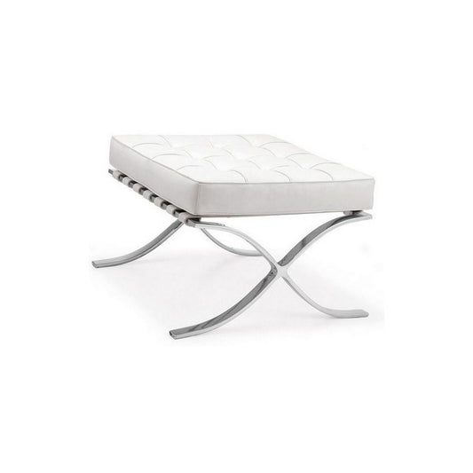 Sillón Ottoman BARNA (T), acero inoxidable, similpiel blanca