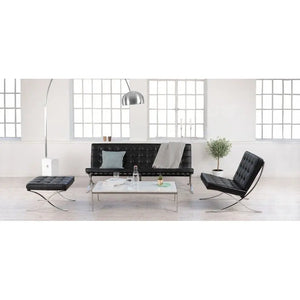 Ottoman BARNA (T), acero inoxidable, similpiel negra Twin Hogar®