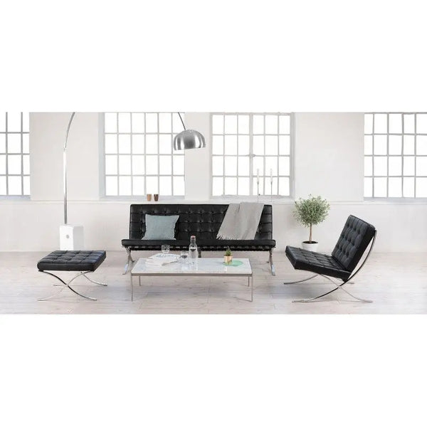 Ottoman BARNA (T), acero inoxidable, similpiel negra Twin Hogar®