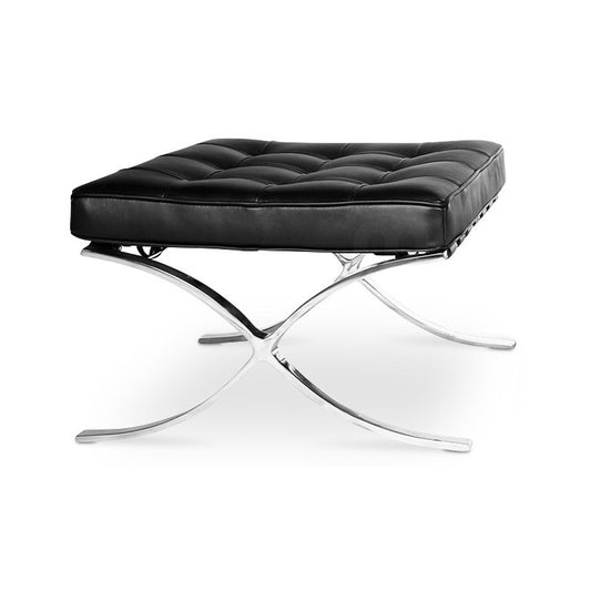 Ottoman BARNA (T), acero inoxidable, similpiel negra
