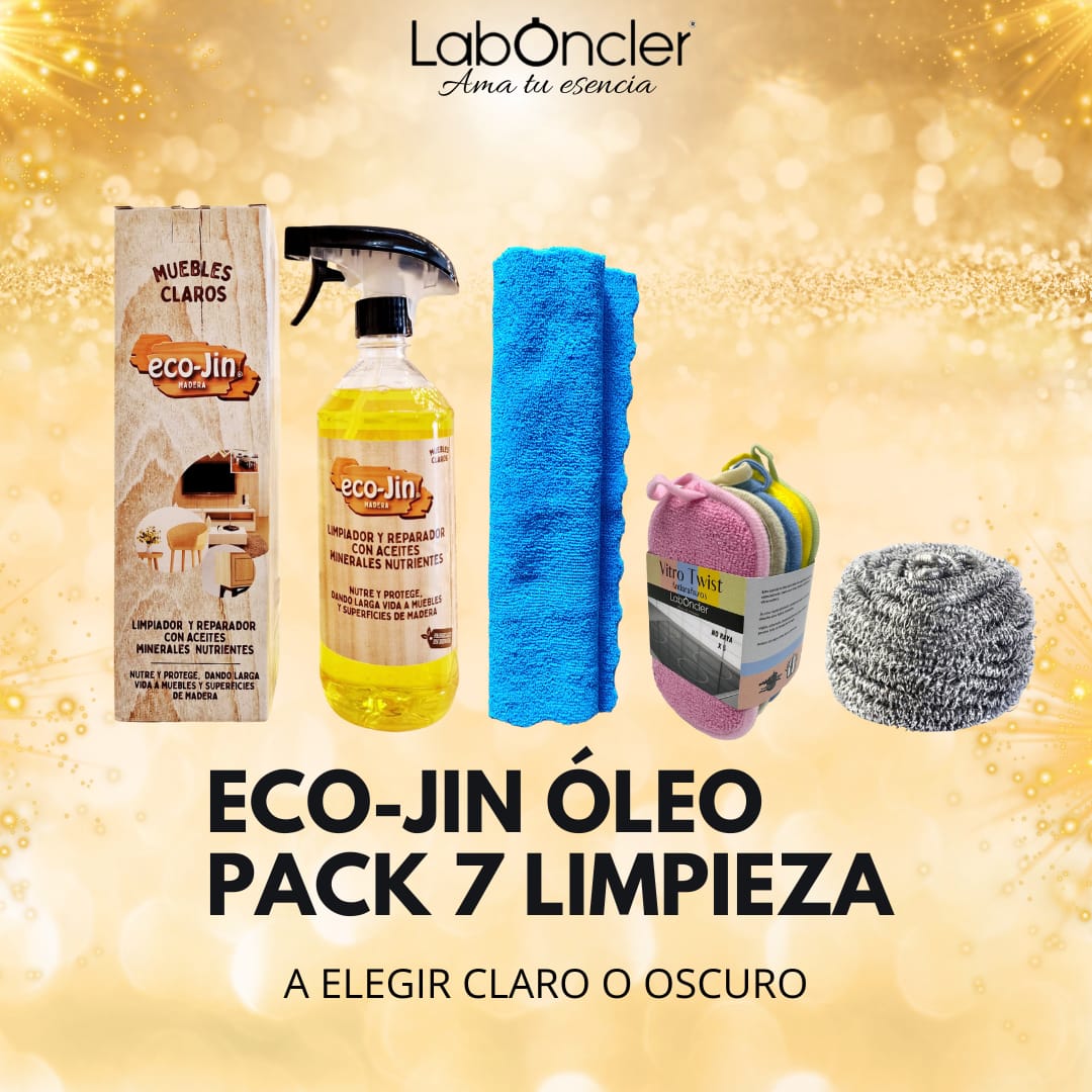 PACK 7 LIMPIEZA. ECO-JIN ÓLEO + BAYETA MICROFIBRA + VITRO TWIST + BIG INOX