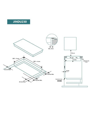 Placa de inducción Johnson 30 cm 2 zonas de cocinado JINDU230 Johnson