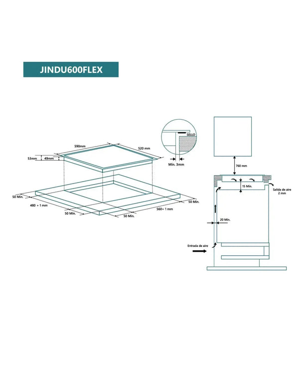 Placa de inducción Flex Johnson  60 cm JINDU600FLEX Johnson