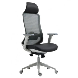 Sillón de oficina ARANJUEZ, alto, gris, ergonómico, multifunción, malla y asiento negro Twin Hogar®