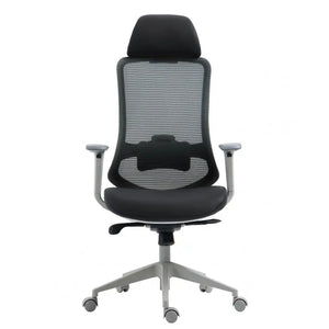 Sillón de oficina ARANJUEZ, alto, gris, ergonómico, multifunción, malla y asiento negro Twin Hogar®