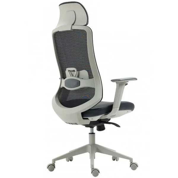 Sillón de oficina ARANJUEZ, alto, gris, ergonómico, multifunción, malla y asiento negro Twin Hogar®