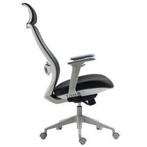 Sillón de oficina ARANJUEZ, alto, gris, ergonómico, multifunción, malla y asiento negro Twin Hogar®