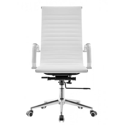 Sillón de oficina OLIVER, alto, regulación de altura, basculante profundo, similpiel blanca