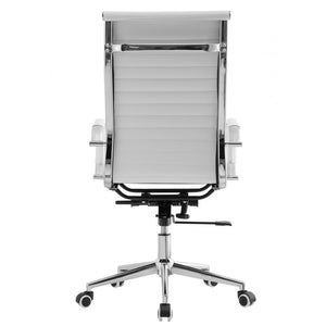Sillón de oficina OLIVER, alto, regulación de altura, basculante profundo, similpiel blanca