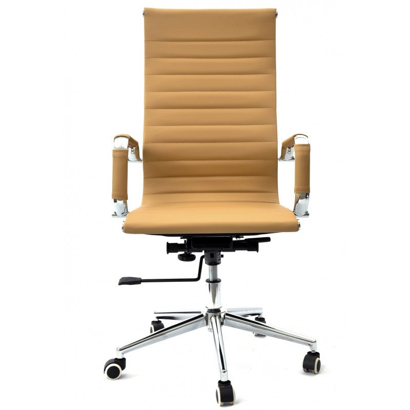 Sillón de oficina OLIVER, alto, regulación de altura, basculante profundo, similpiel marrón claro