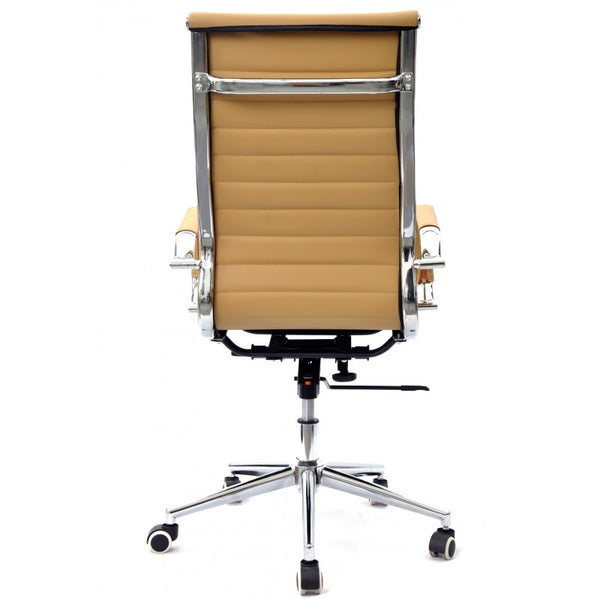 Sillón de oficina OLIVER, alto, regulación de altura, basculante profundo, similpiel marrón claro