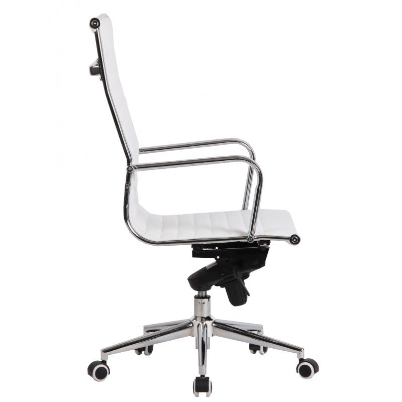 Sillón de oficina ROTERDAM, alto, similpiel blanca