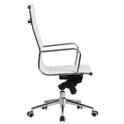 Sillón de oficina ROTERDAM, alto, similpiel blanca