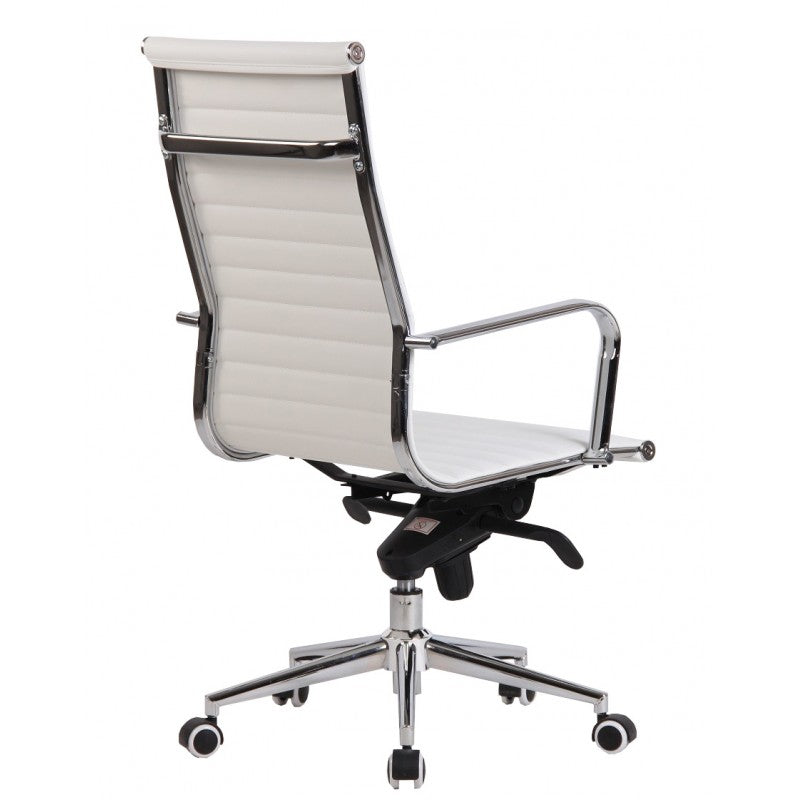 Sillón de oficina ROTERDAM, alto, similpiel blanca