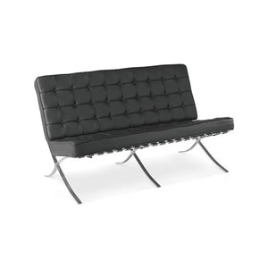 Sofá BARNA, 2 plazas, acero inoxidable, similpiel negra Twin Hogar®
