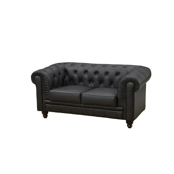 Sofá CHESTER, 2 plazas, similpiel negra Twin Hogar®