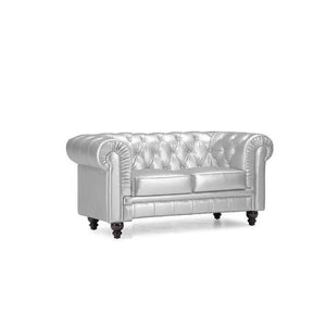 Sofá CHESTER, 2 plazas, similpiel plata Twin Hogar®