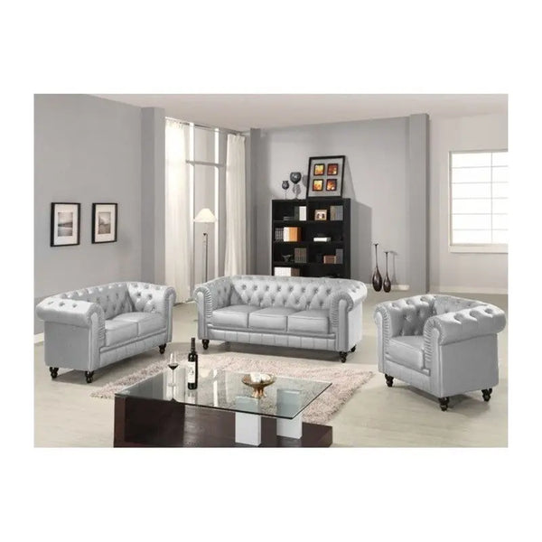 Sofá CHESTER, 2 plazas, similpiel plata Twin Hogar®