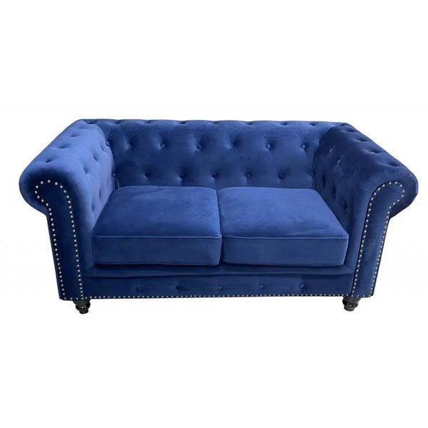 Sofá CHESTER PREMIUM, 2 plazas, tapizado velvet azul navy Twin Hogar®