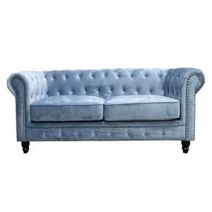 Sofá CHESTER PREMIUM, 2 plazas, tapizado velvet dusky azul Twin Hogar®